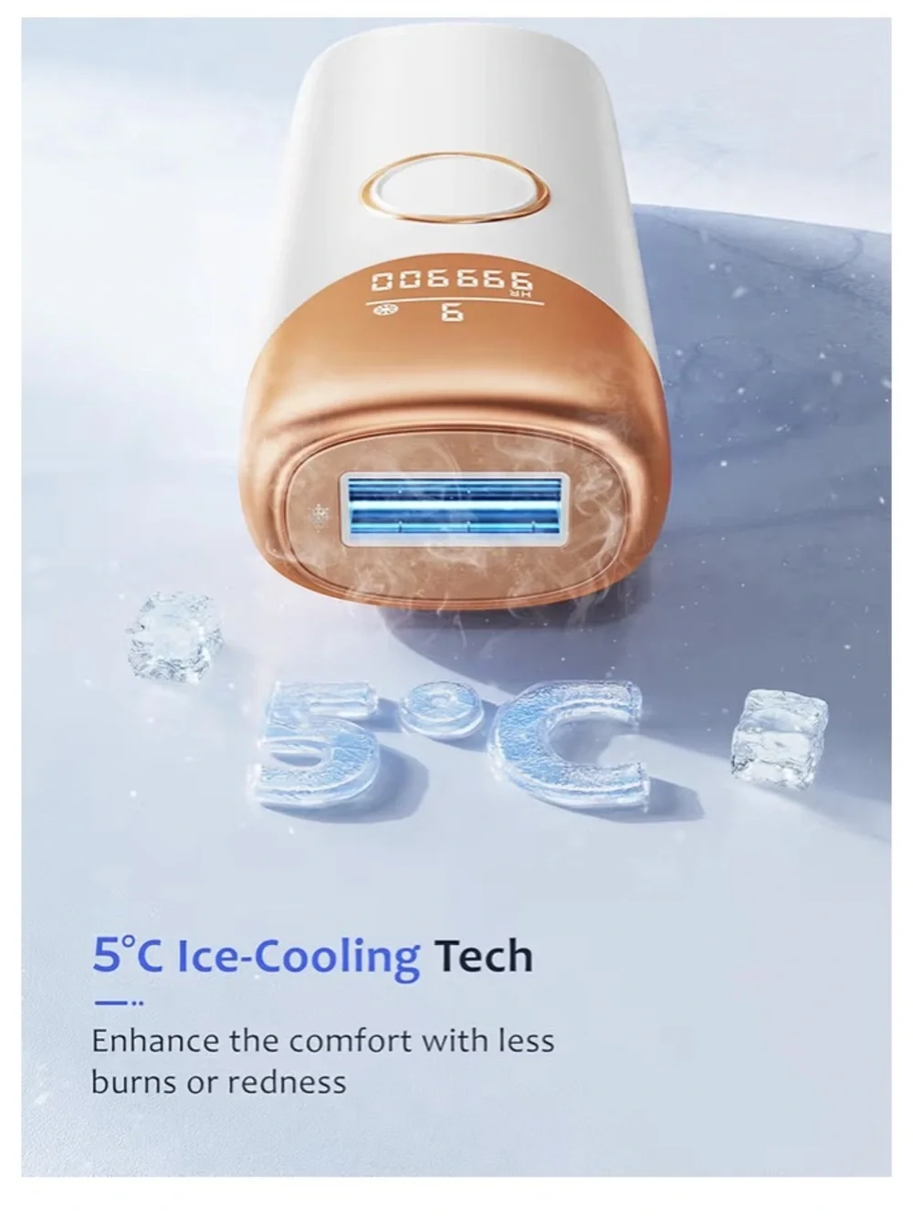 White & Rose Gold Handheld IPL Hair Removal Device